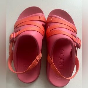 Chaco Coral and Orange Adjustable Sport Sandals
